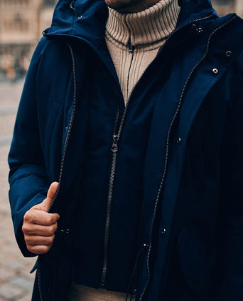 Parka zwart mountain donkerblauw