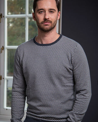 Suitable katoen zach pullover grijs print