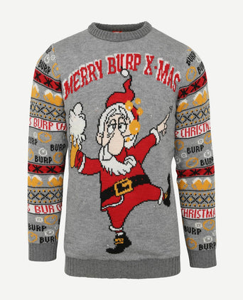 Kersttrui multicolour grijs lampjes