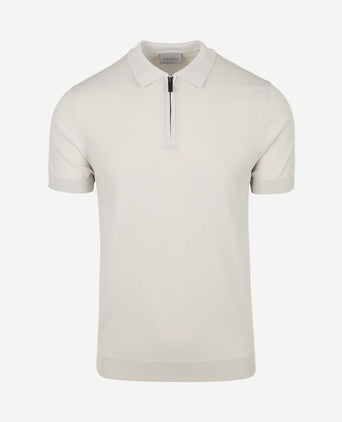 Knitted halve rits polo beige