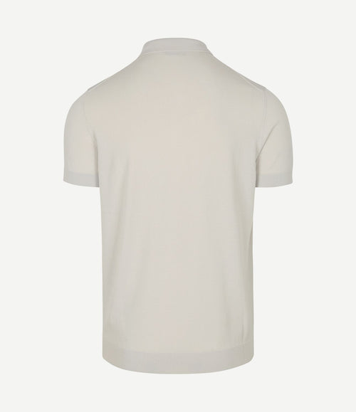 Knitted halve rits polo beige