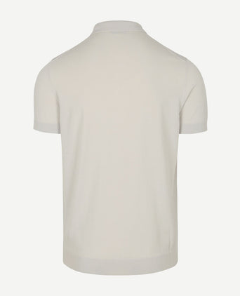 Knitted halve rits polo beige