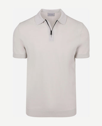 Knitted halve rits polo dan ecru