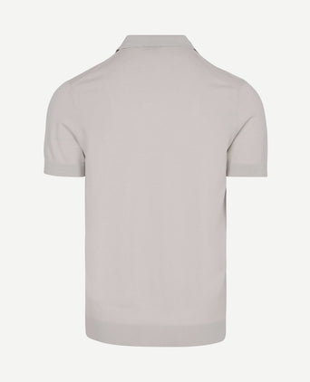 Knitted halve rits polo dan ecru