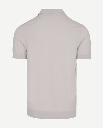 Knitted halve rits polo dan ecru