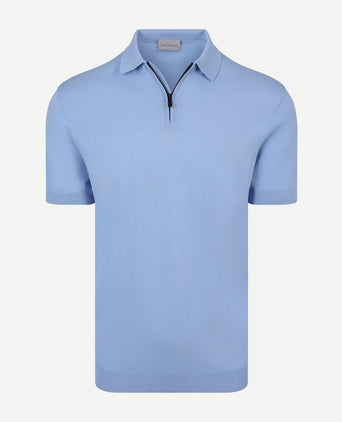 Knitted halve rits polo dan lichtblauw