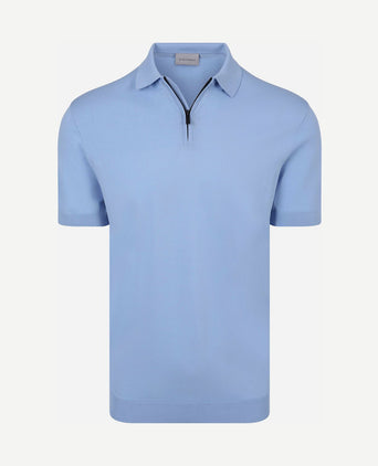 Knitted halve rits polo dan lichtblauw