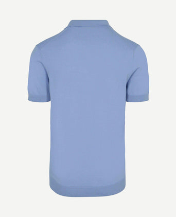 Knitted halve rits polo dan lichtblauw