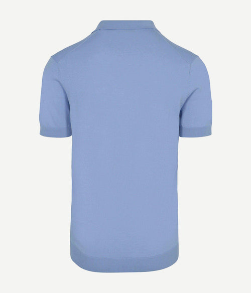 Knitted halve rits polo dan lichtblauw