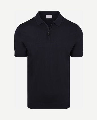 Knitted halve rits polo dan donkerblauw