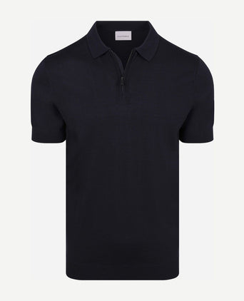Knitted halve rits polo dan donkerblauw