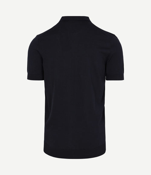 Knitted halve rits polo dan donkerblauw