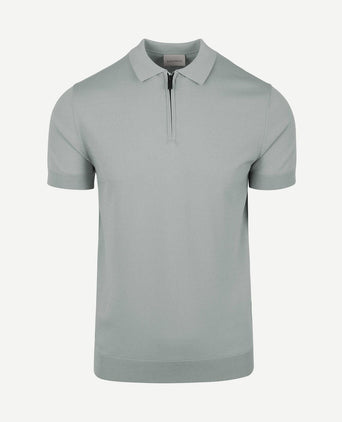 Knitted halve rits polo dusty grey