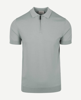 Suitable knitted halve rits polo dusty grey | Slim-fit