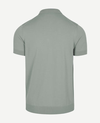 Knitted halve rits polo dusty grey