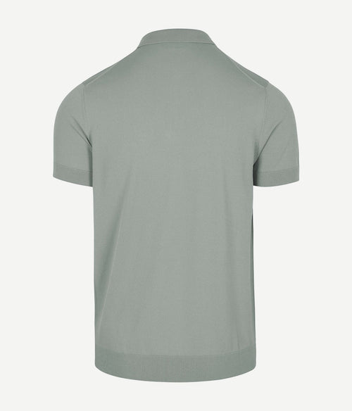 Knitted halve rits polo dusty grey