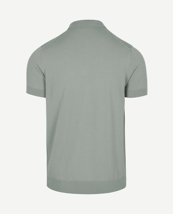 Knitted halve rits polo dusty grey