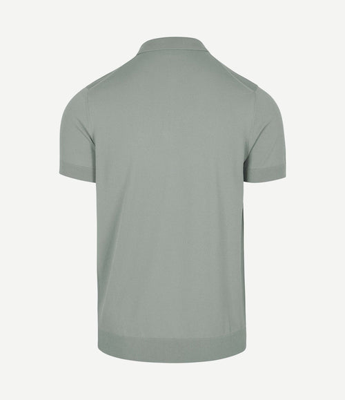 Knitted halve rits polo dusty grey