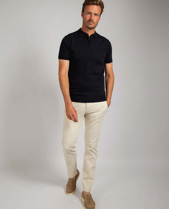 Suitable knitted halve rits polo donkerblauw | Slim-fit