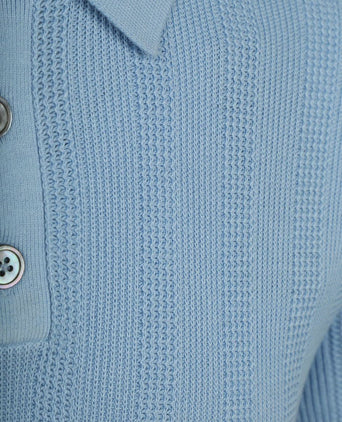 Knitted jacquard polo lichtblauw
