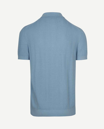 Knitted jacquard polo lichtblauw