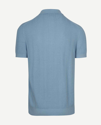 Knitted jacquard polo lichtblauw