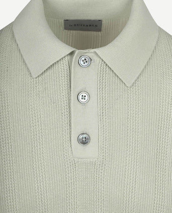 Knitted jacquard polo lichtgroen