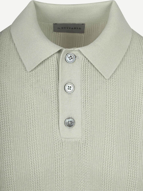 Knitted jacquard polo lichtgroen