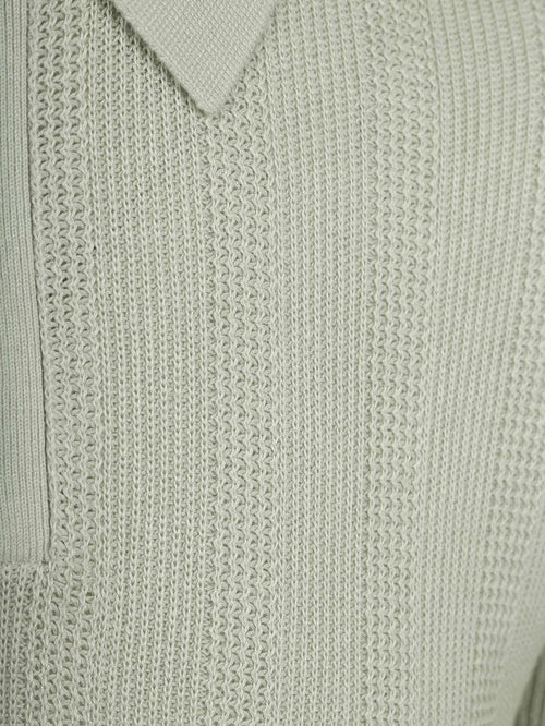 Knitted jacquard polo lichtgroen