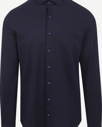 Suitable knitted pique overhemd donkerblauw | Slim-fit
