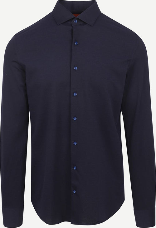 Suitable knitted pique overhemd donkerblauw | Slim-fit