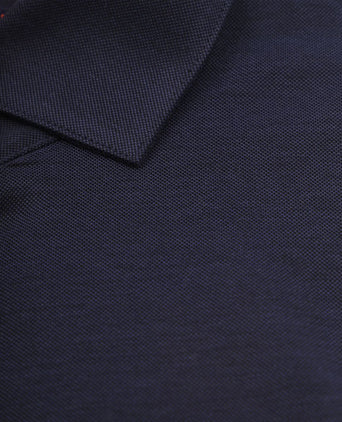 Suitable knitted pique overhemd donkerblauw | Slim-fit