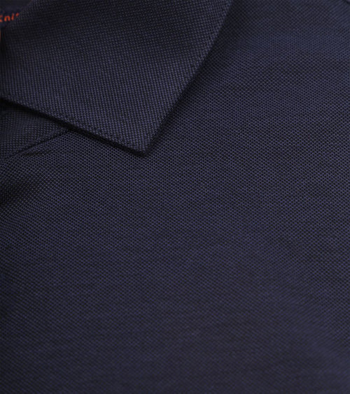 Suitable knitted pique overhemd donkerblauw | Slim-fit