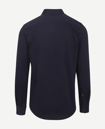 Suitable knitted pique overhemd donkerblauw | Slim-fit