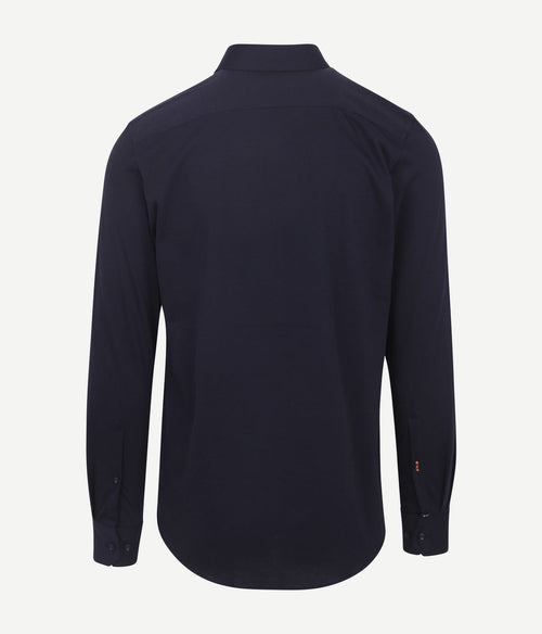 Suitable knitted pique overhemd donkerblauw | Slim-fit