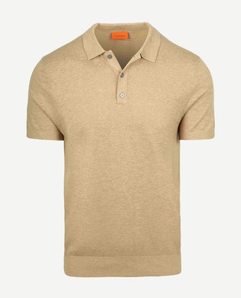 Knitted polo cotton linen beige