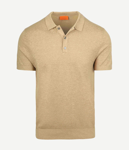 Knitted polo cotton linen beige