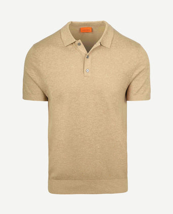 Knitted polo cotton linen beige
