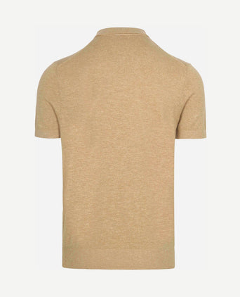 Knitted polo cotton linen beige