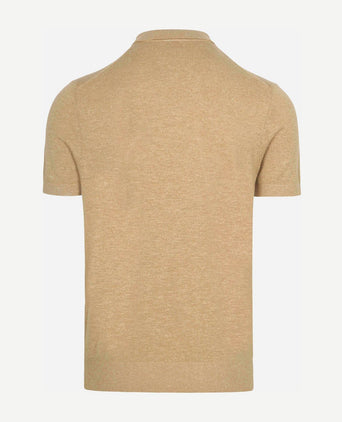 Knitted polo cotton linen beige