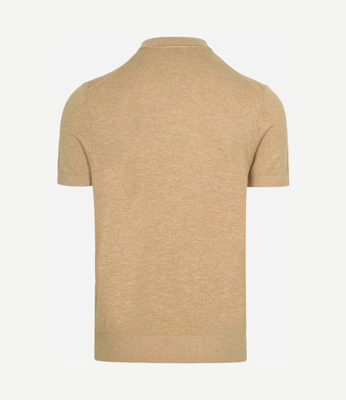 Knitted polo cotton linen beige