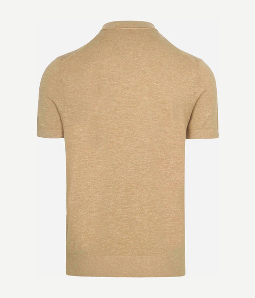 Knitted polo cotton linen beige