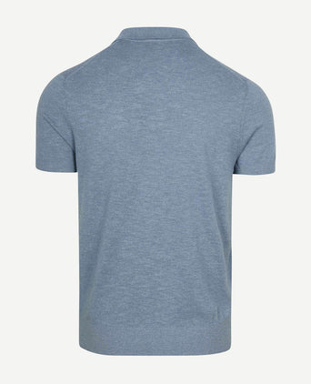 Knitted polo cotton linen blauw