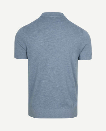 Knitted polo cotton linen blauw