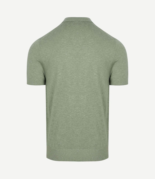 Knitted polo cotton linen groen