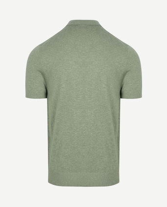 Knitted polo cotton linen groen