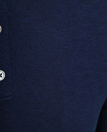 Knitted polo cotton linen donkerblauw