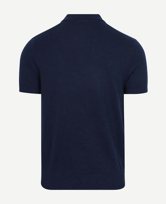Knitted polo cotton linen donkerblauw