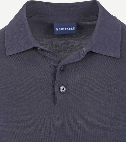 Suitable knitted polo donkerblauw