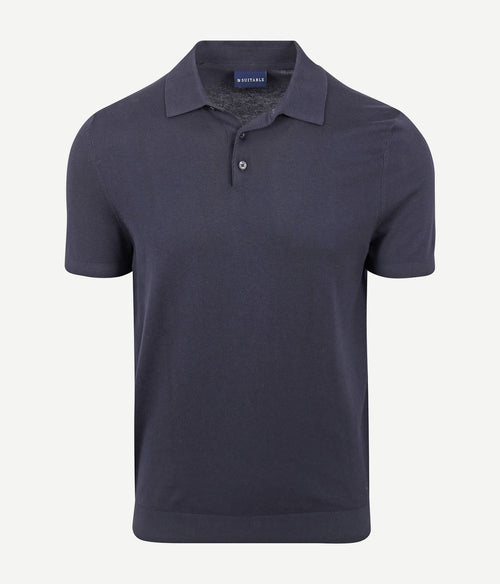 Suitable knitted polo donkerblauw